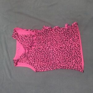 Hot pink Y2K cheetah print tank, DIY laced up cuts across side and chest